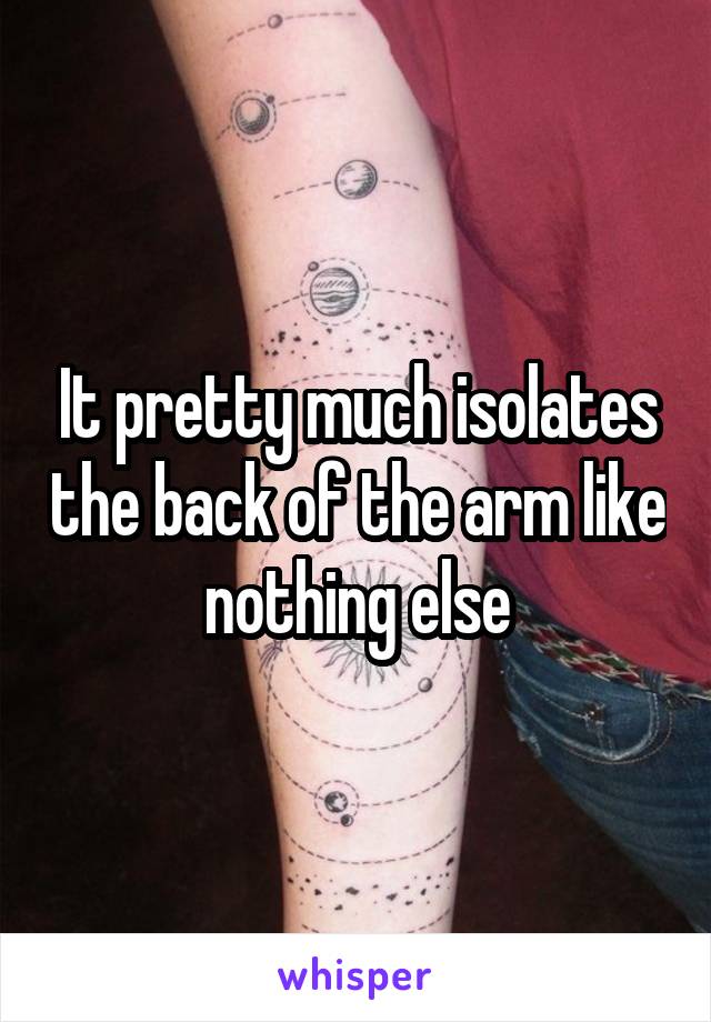 It pretty much isolates the back of the arm like nothing else