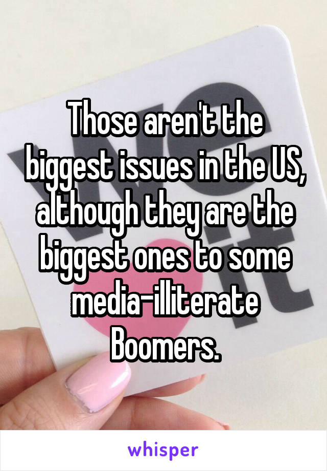 Those aren't the biggest issues in the US, although they are the biggest ones to some media-illiterate Boomers.