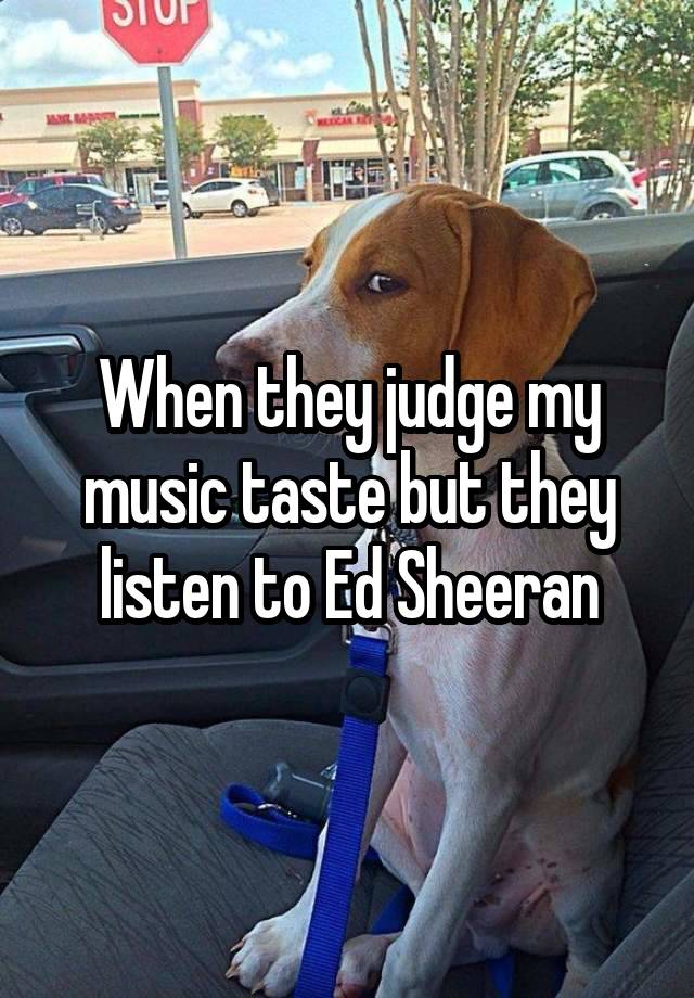 When they judge my music taste but they listen to Ed Sheeran