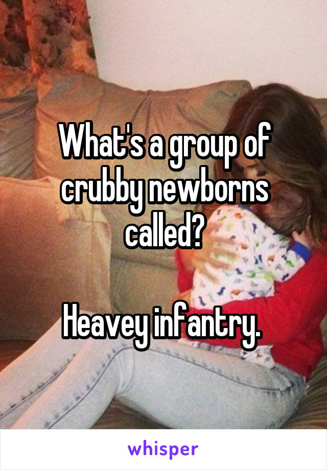 What's a group of crubby newborns called?

Heavey infantry. 