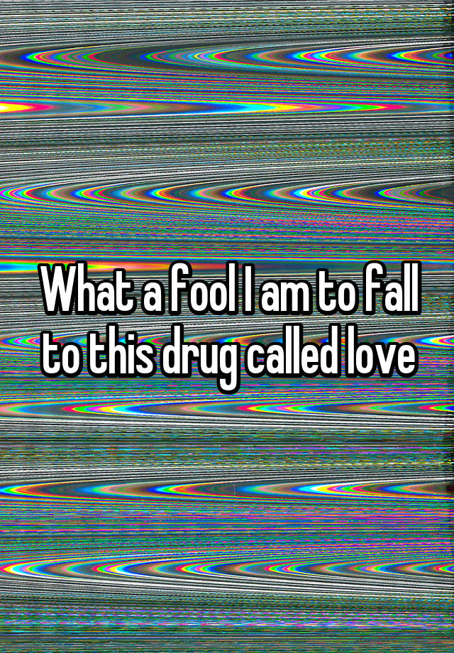 What a fool I am to fall to this drug called love