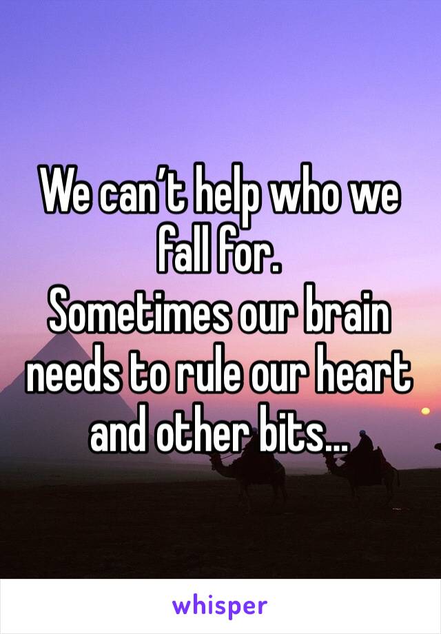 We can’t help who we fall for.
Sometimes our brain needs to rule our heart and other bits…