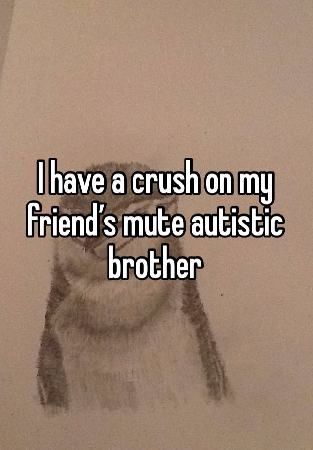 I have a crush on my friend’s mute autistic brother