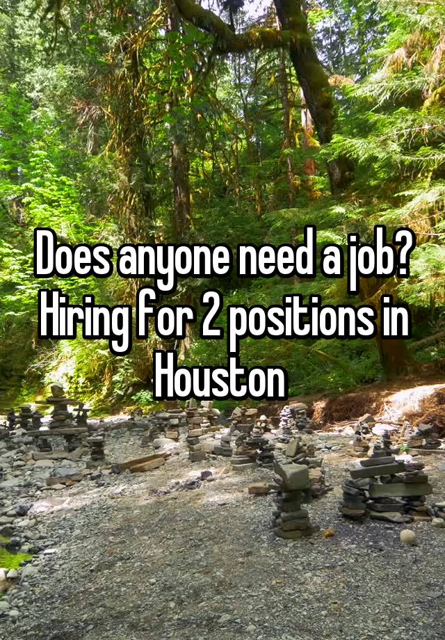 Does anyone need a job? Hiring for 2 positions in Houston 