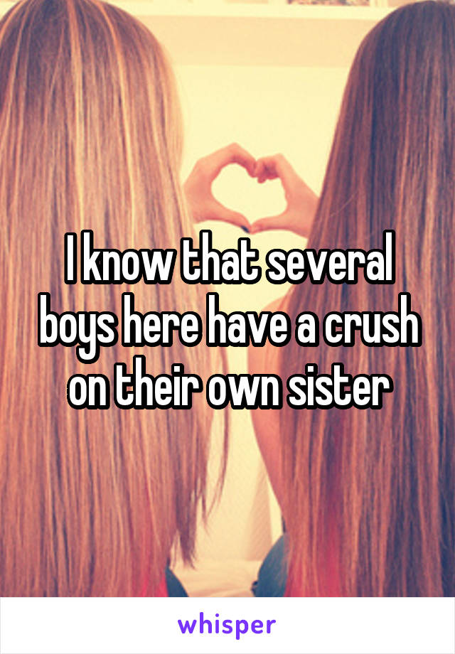 I know that several boys here have a crush on their own sister