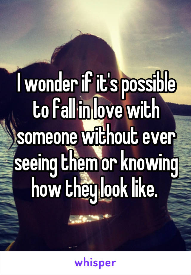 I wonder if it's possible to fall in love with someone without ever seeing them or knowing how they look like. 