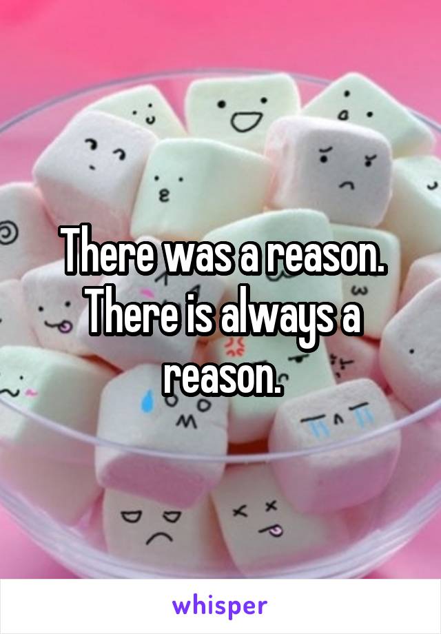 There was a reason.
There is always a reason.