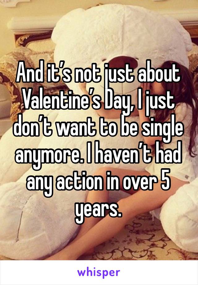 And it’s not just about Valentine’s Day, I just don’t want to be single anymore. I haven’t had any action in over 5 years. 