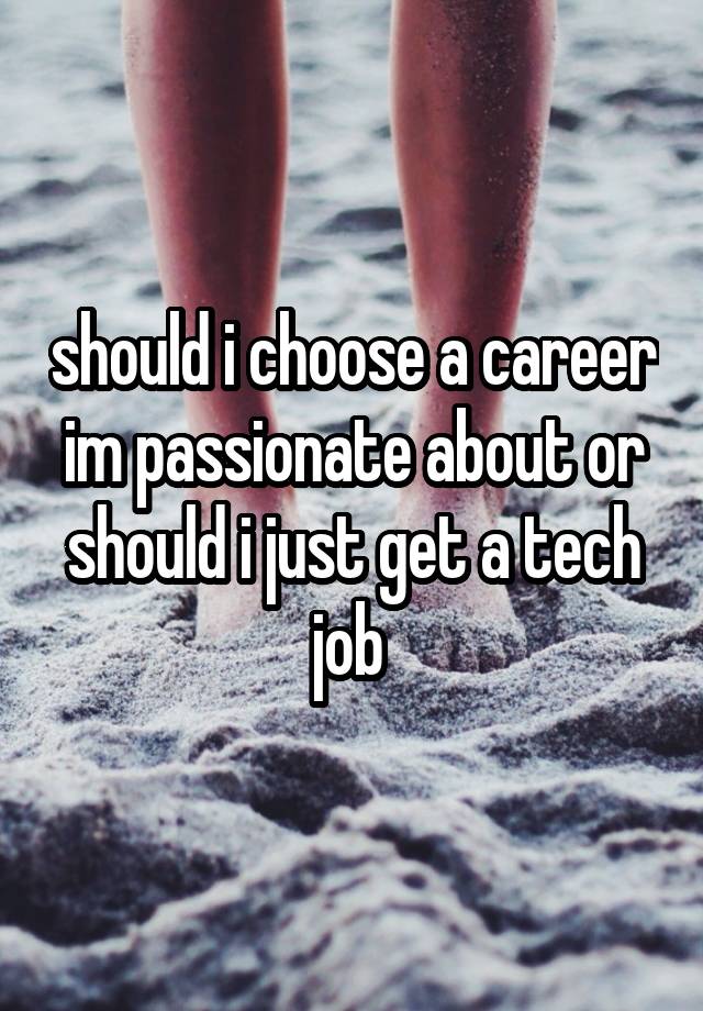 should i choose a career im passionate about or should i just get a tech job 