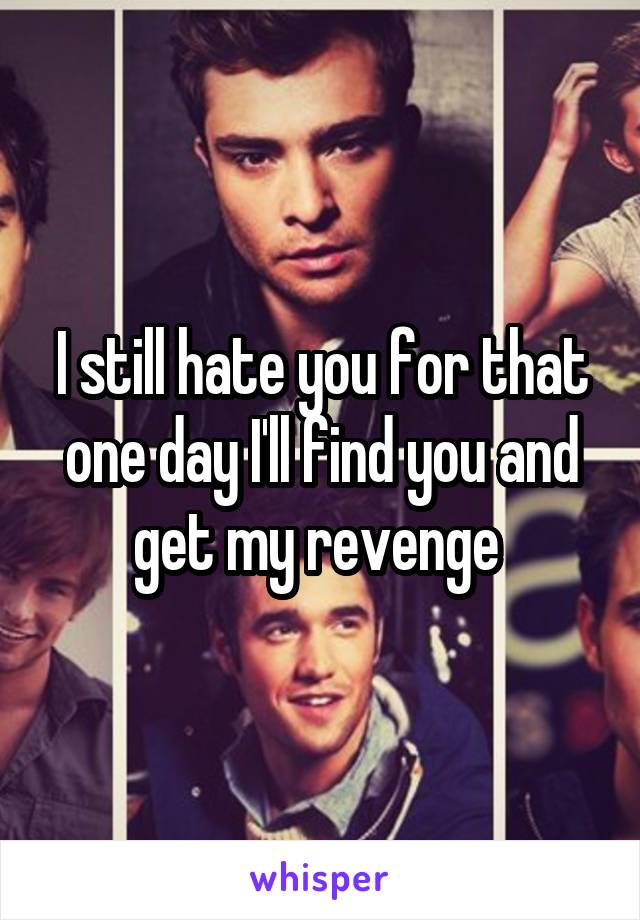 I still hate you for that one day I'll find you and get my revenge 