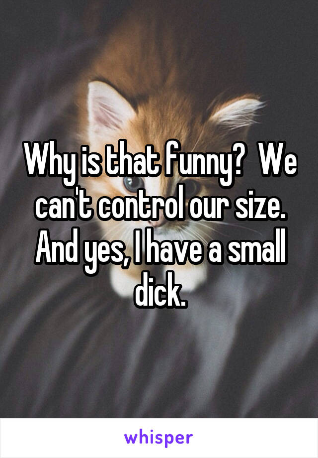 Why is that funny?  We can't control our size. And yes, I have a small dick.