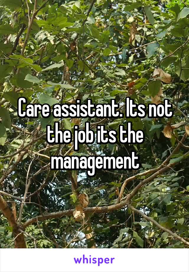 Care assistant. Its not the job its the management