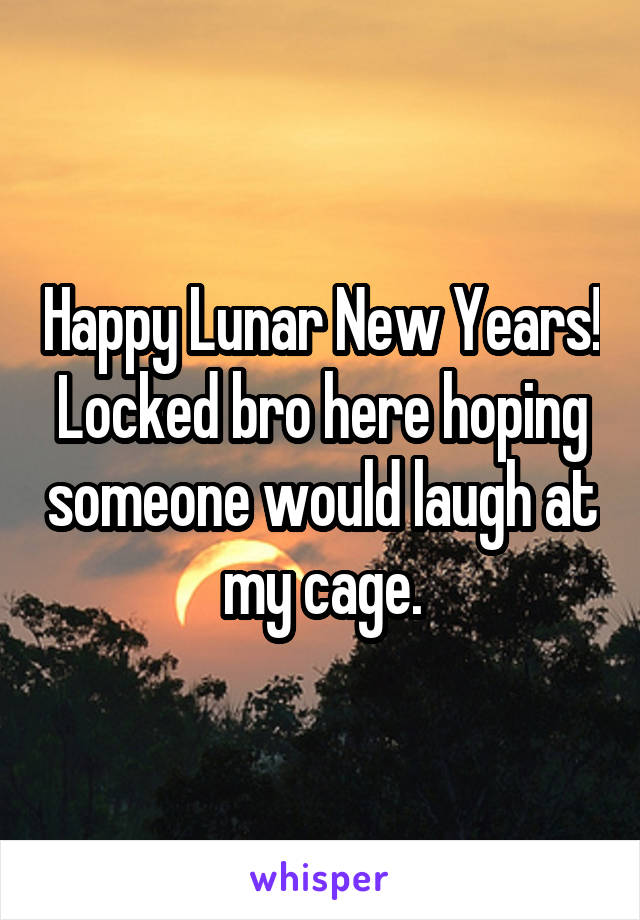 Happy Lunar New Years! Locked bro here hoping someone would laugh at my cage.