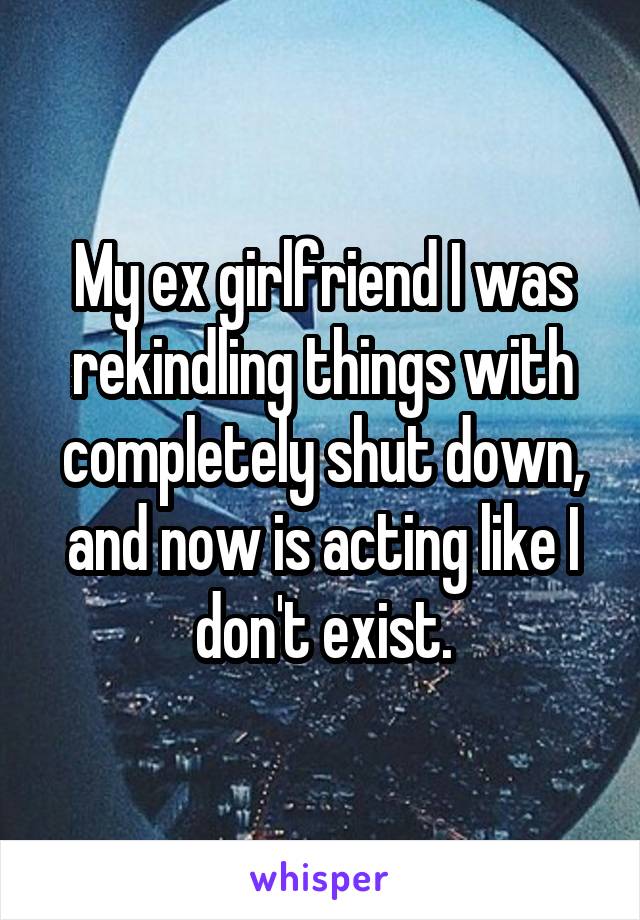 My ex girlfriend I was rekindling things with completely shut down, and now is acting like I don't exist.