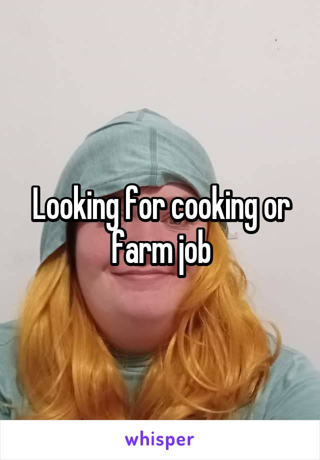 Looking for cooking or farm job