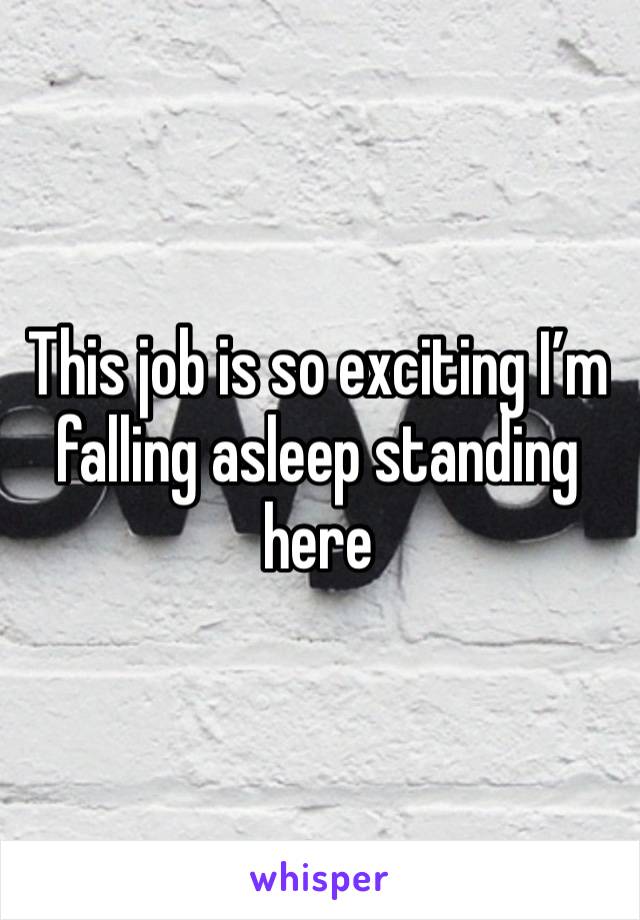 This job is so exciting I’m falling asleep standing here