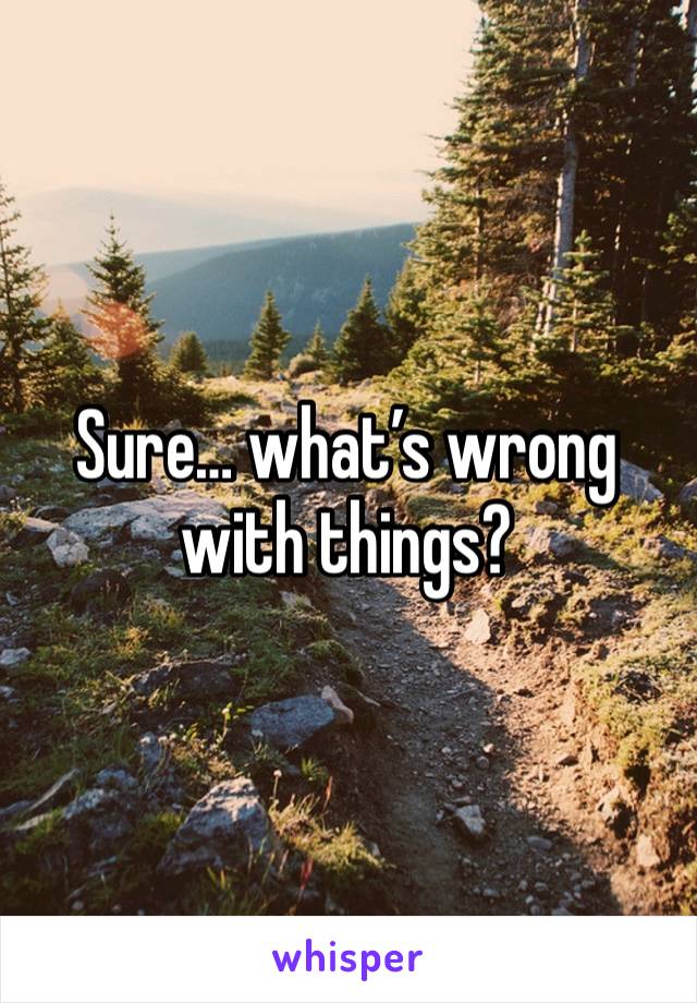 Sure… what’s wrong with things? 