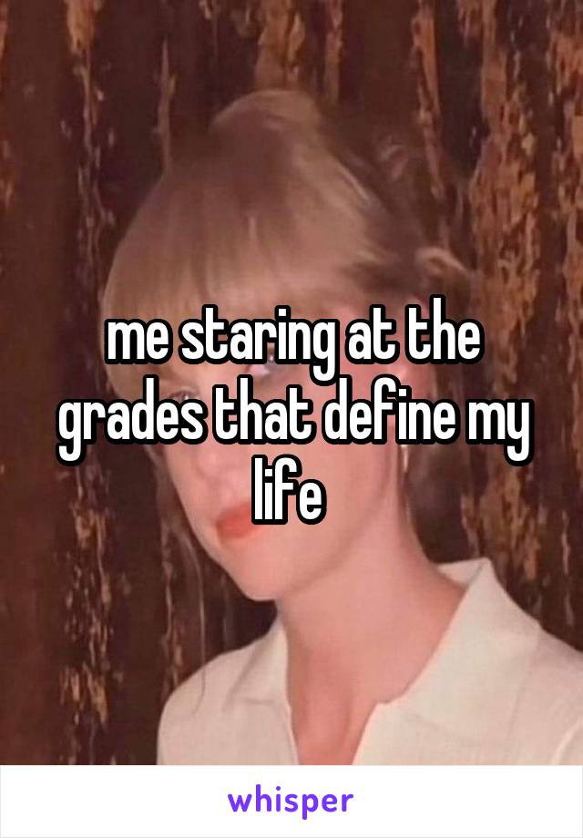 me staring at the grades that define my life 