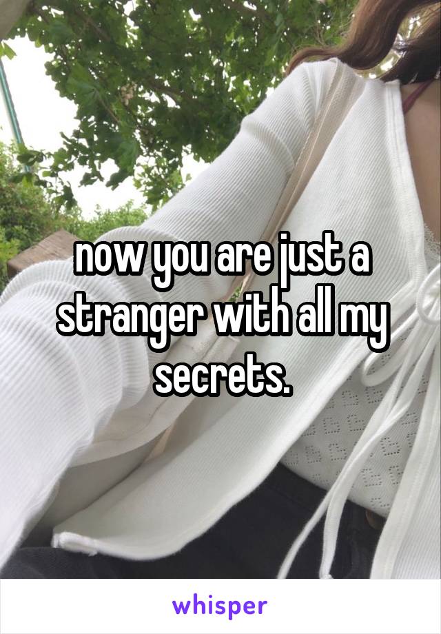 now you are just a stranger with all my secrets.