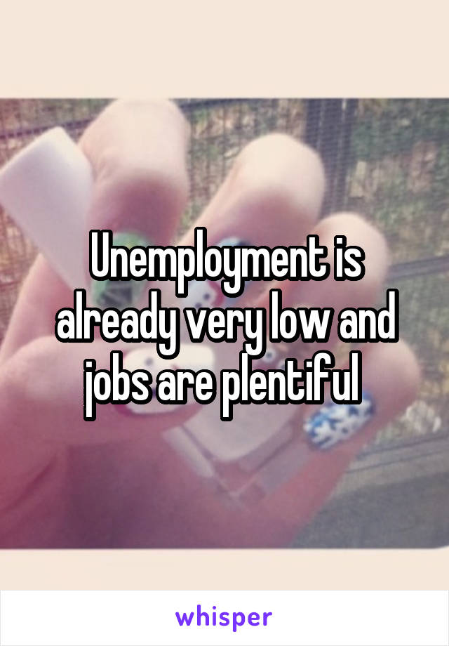 Unemployment is already very low and jobs are plentiful 