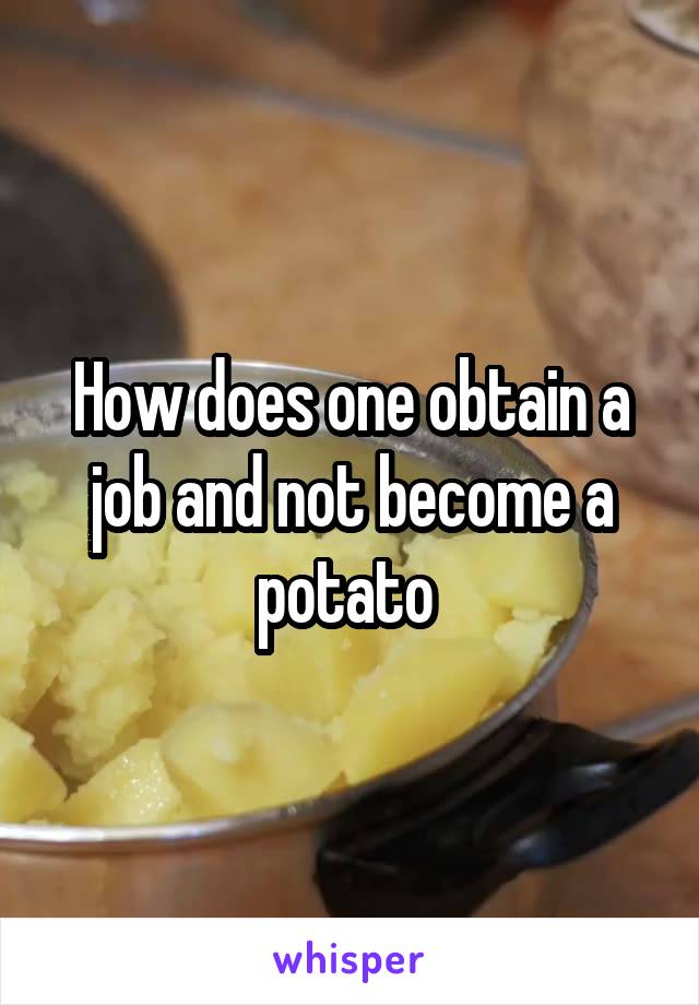 How does one obtain a job and not become a potato 