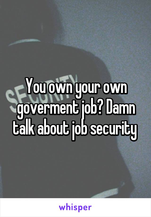 You own your own goverment job? Damn talk about job security 