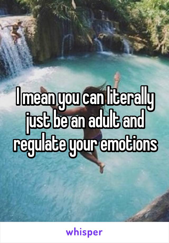 I mean you can literally just be an adult and regulate your emotions