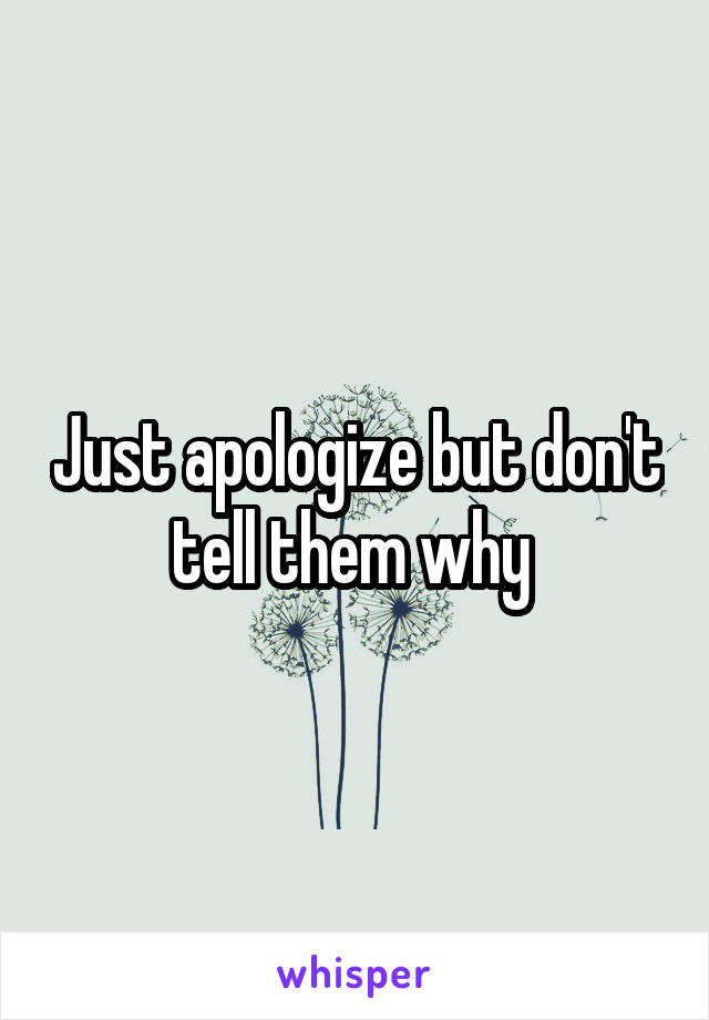 Just apologize but don't tell them why 