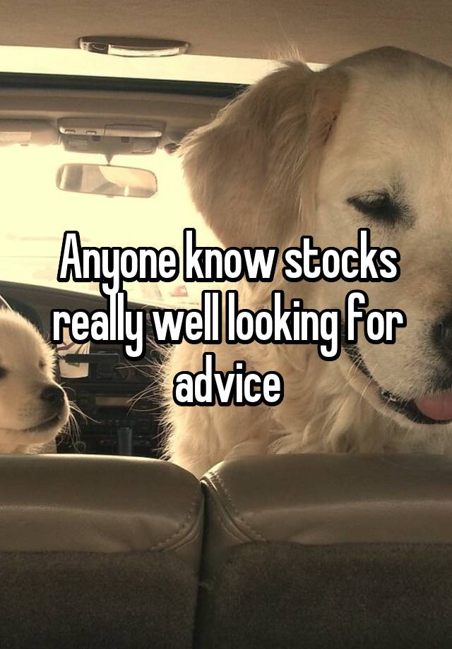 Anyone know stocks really well looking for advice