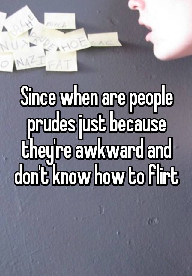 Since when are people prudes just because they're awkward and don't know how to flirt