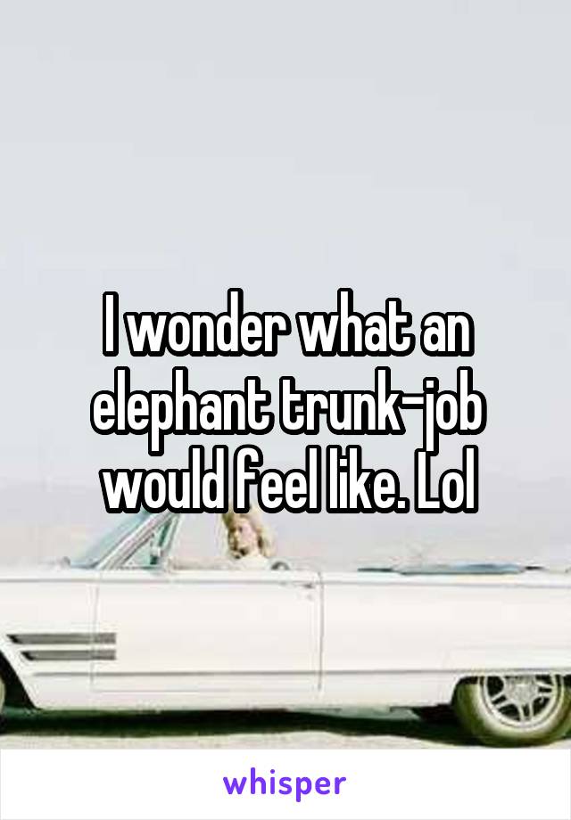 I wonder what an elephant trunk-job would feel like. Lol