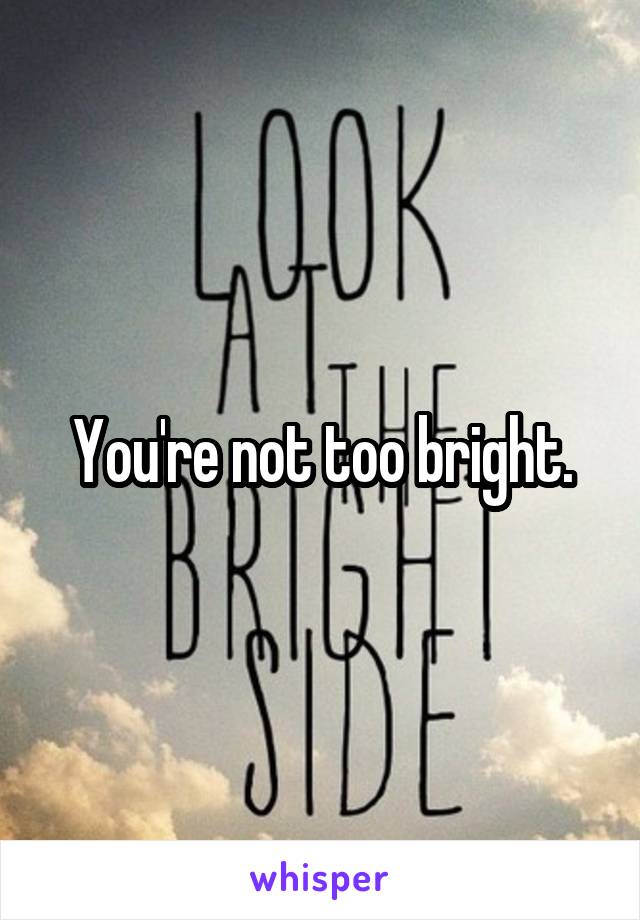 You're not too bright.