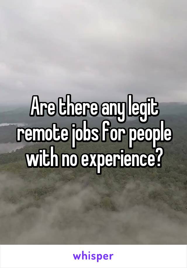 Are there any legit remote jobs for people with no experience?