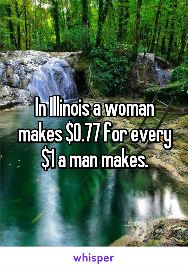 In Illinois a woman makes $0.77 for every $1 a man makes.