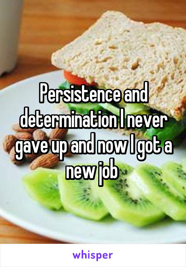 Persistence and determination I never gave up and now I got a new job 