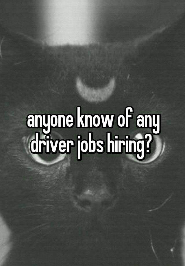 anyone know of any driver jobs hiring? 