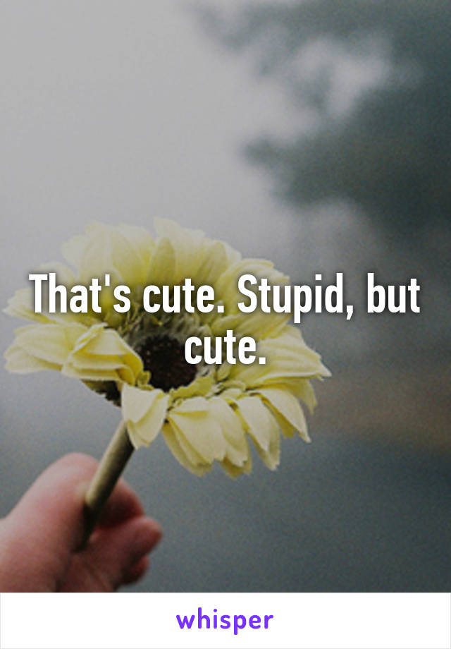 That's cute. Stupid, but cute.