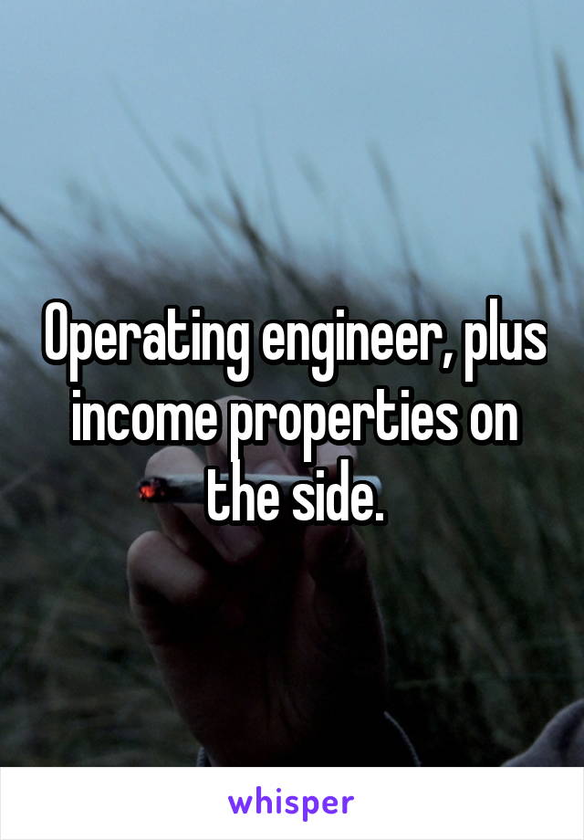 Operating engineer, plus income properties on the side.