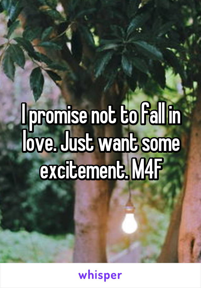 I promise not to fall in love. Just want some excitement. M4F