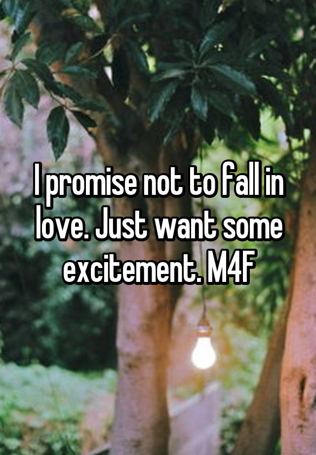 I promise not to fall in love. Just want some excitement. M4F