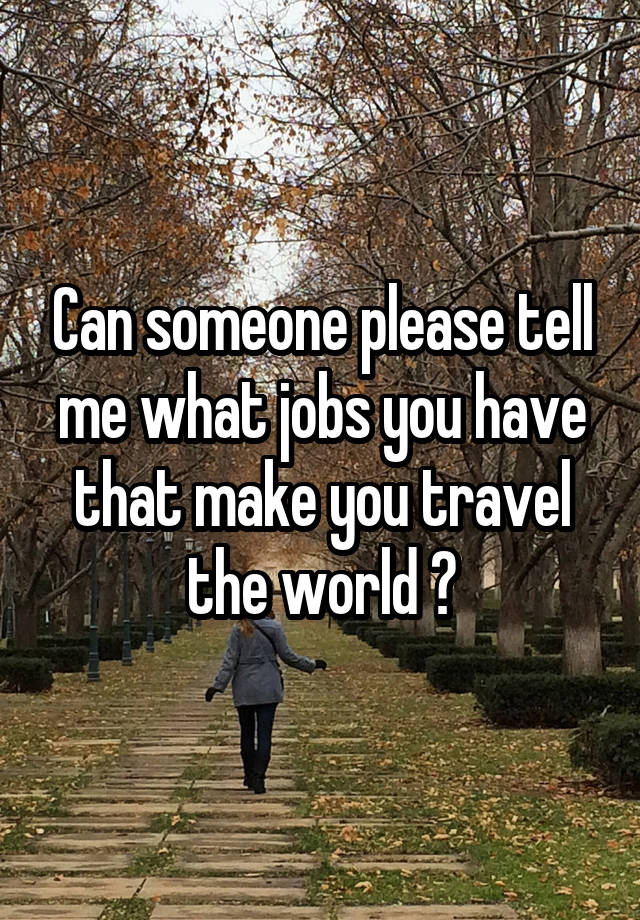 Can someone please tell me what jobs you have that make you travel the world ?