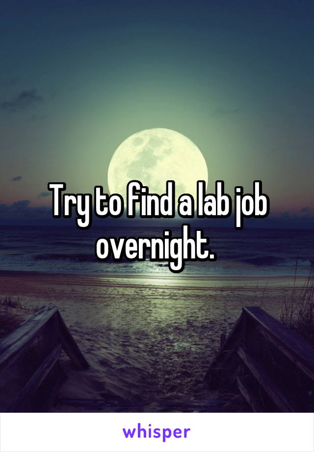 Try to find a lab job overnight. 