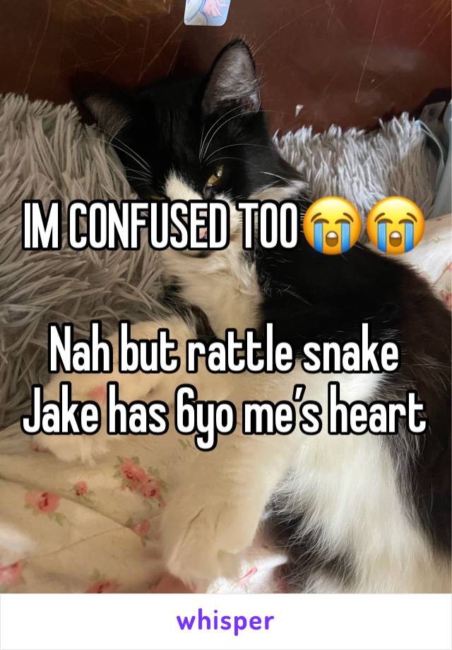 IM CONFUSED TOO😭😭 

Nah but rattle snake Jake has 6yo me’s heart