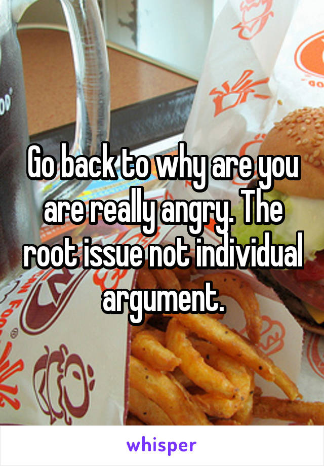 Go back to why are you are really angry. The root issue not individual argument.