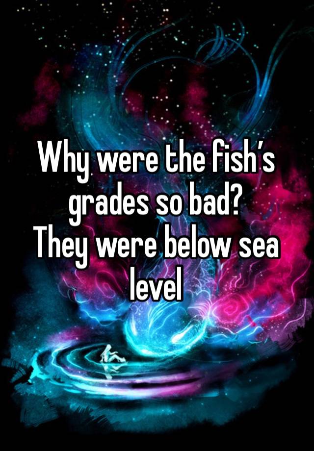 Why were the fish’s grades so bad?
They were below sea level 