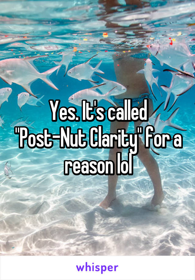 Yes. It's called "Post-Nut Clarity" for a reason lol