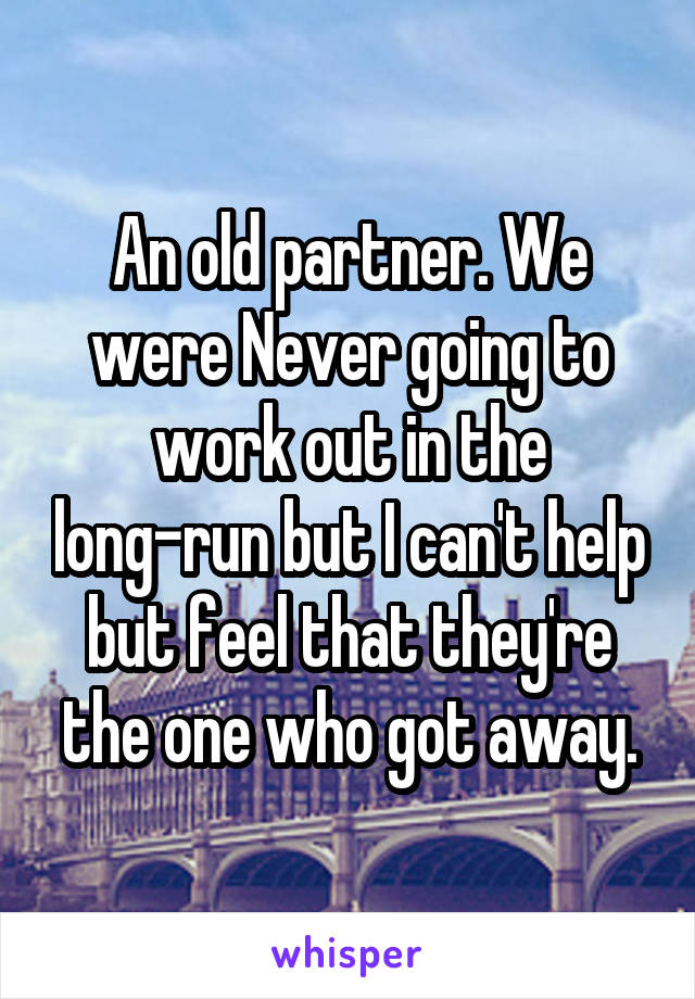 An old partner. We were Never going to work out in the long-run but I can't help but feel that they're the one who got away.