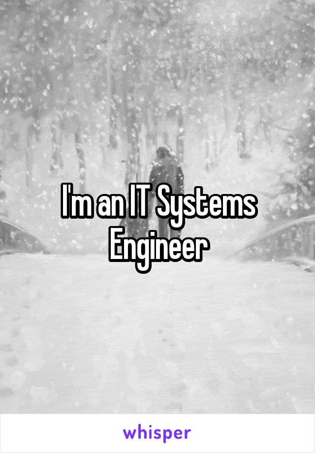 I'm an IT Systems Engineer