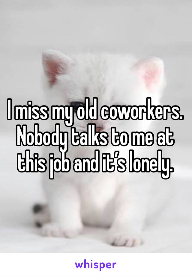 I miss my old coworkers. Nobody talks to me at this job and it’s lonely. 