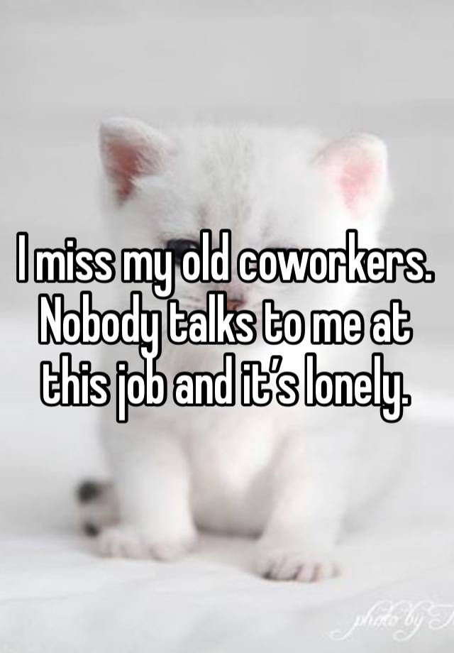 I miss my old coworkers. Nobody talks to me at this job and it’s lonely. 